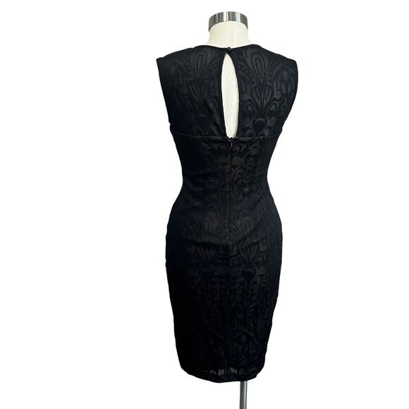 Cache Black Illusion Bodycon Cocktail Dress Sleeveless Party Sexy Fitted Sz 2 - Picture 3 of 9